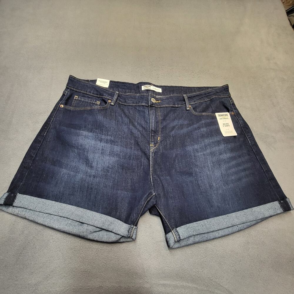 Signature Levis Jean Shorts New Womens 20 Blue Mid Rise Stretch Rolled Cuff